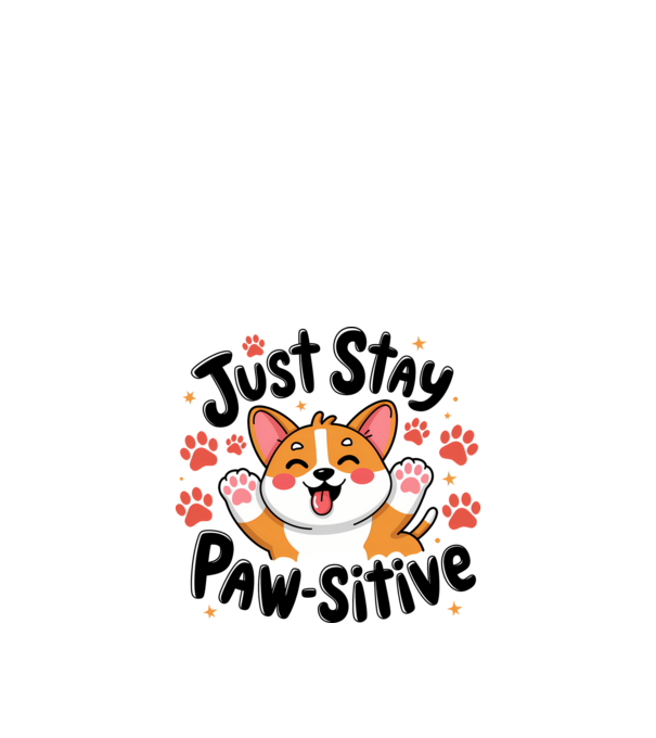 Just Stay Paw-sitive Alb model alb pe tricou