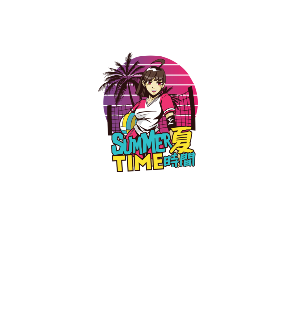 Summer Girl Anime Fată Manga model negru pe tricou