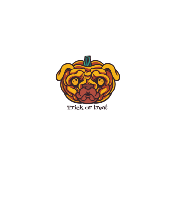 Mops cap de dovleac Halloween model nisipiu pe tricou