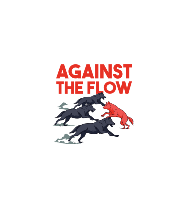 Against the flow - Împotriva curentului model alb pe tricou