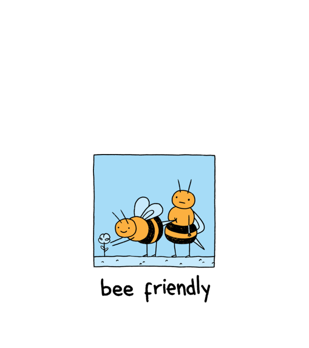 Bee friendly model alb pe tricou