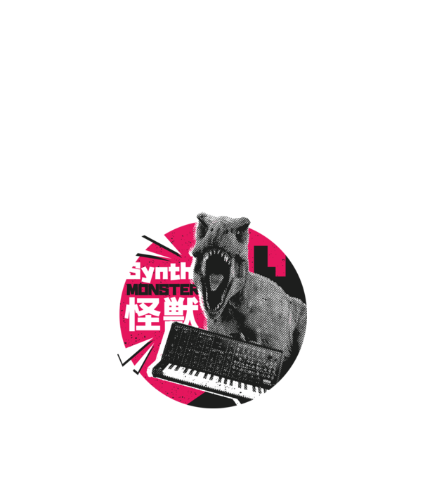 Dinozaur sintetizator model nisipiu pe tricou