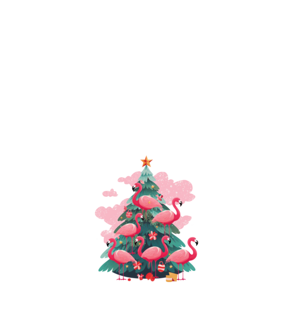 flamingo pom de Crăciun model alb pe tricou