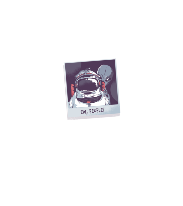 Ew, Oameni - Astronaut cu extraterestru model negru pe tricou