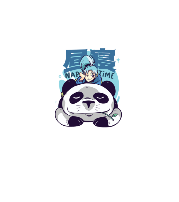 Anime Panda relaxare model alb pe tricou