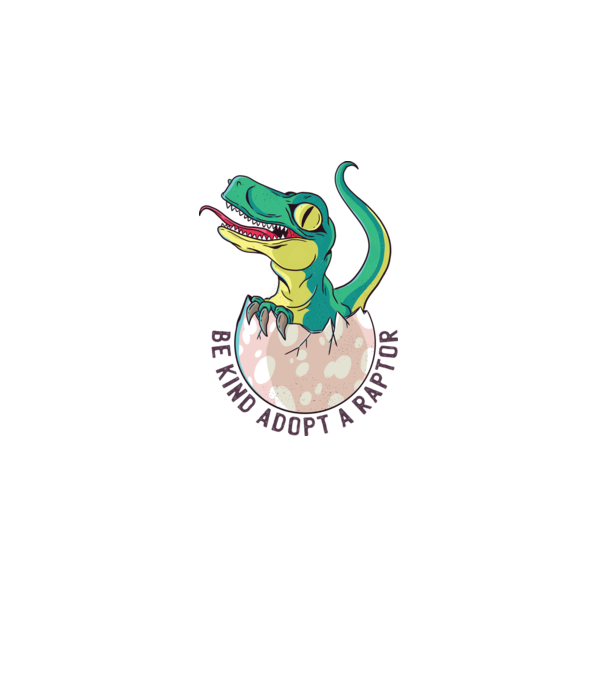 Be kind adopt a Raptor tricou cu dinozaur model alb pe tricou