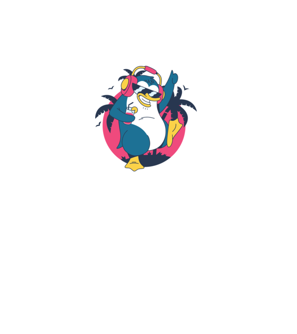 Pinguin de Petrecere model turcoaz pe tricou
