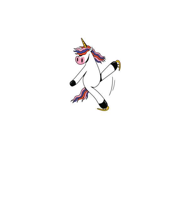Unicorn cu Patine model alb pe tricou