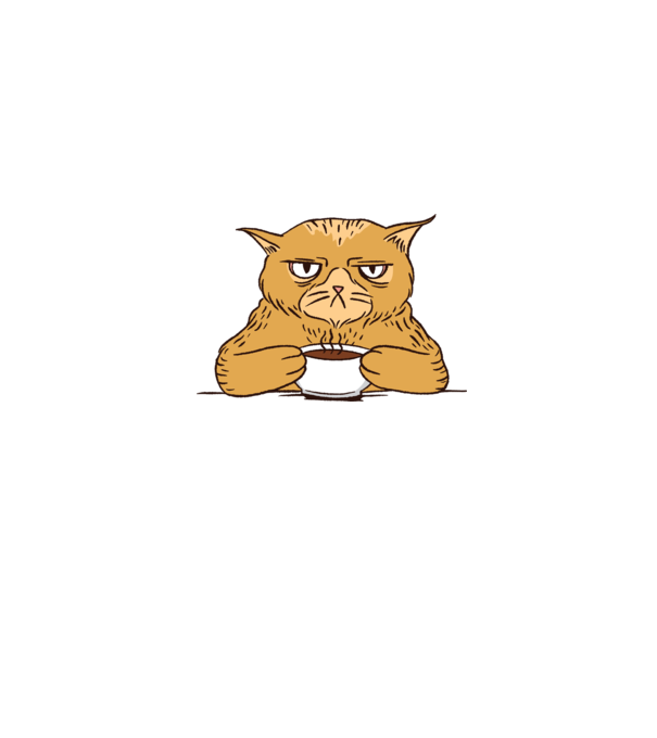 Grumpy Cat - Pisică supărată cu cafea model albastru jeanși pe tricou