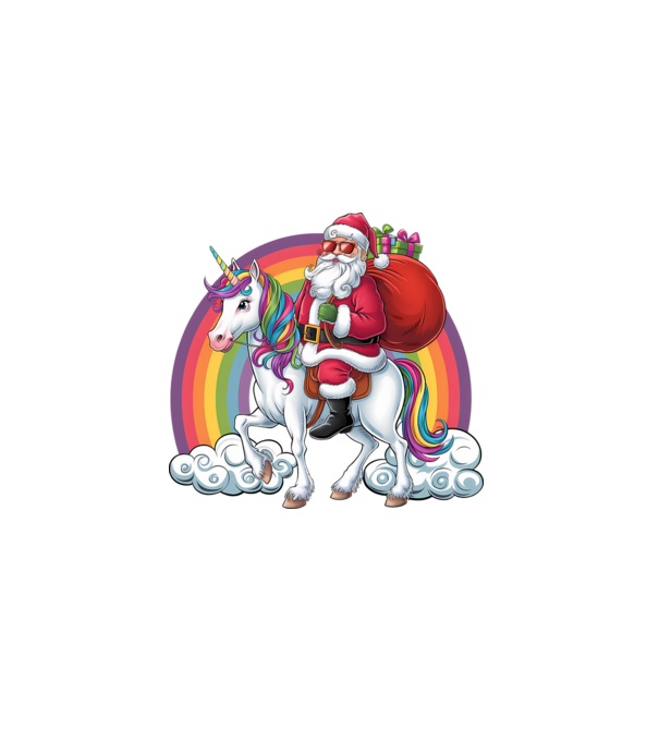 Moș Crăciun cool pe un unicorn 2 model negru pe tricou