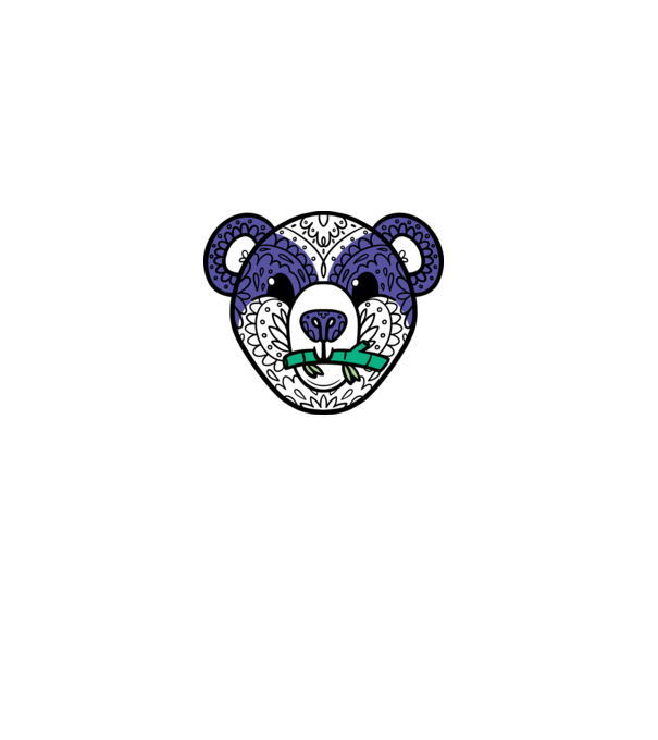 Mandala Panda model gri pe tricou