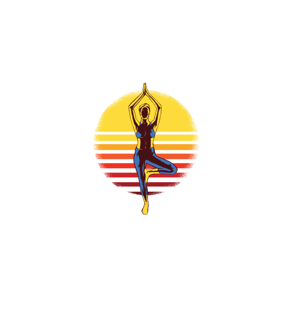 Retro yoga model negru pe tricou