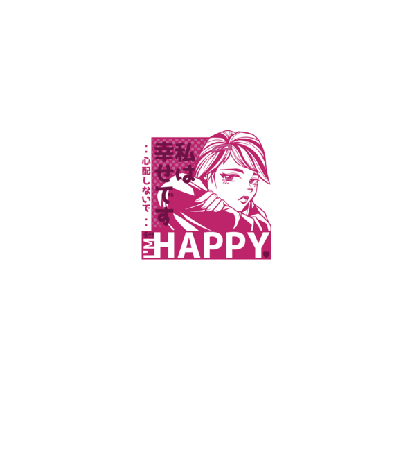 'I''m happy fată Anime antisocială' model gri pe tricou