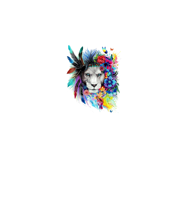 lion color jungle model alb pe tricou