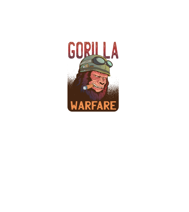 Gorilla Warfare model alb pe tricou