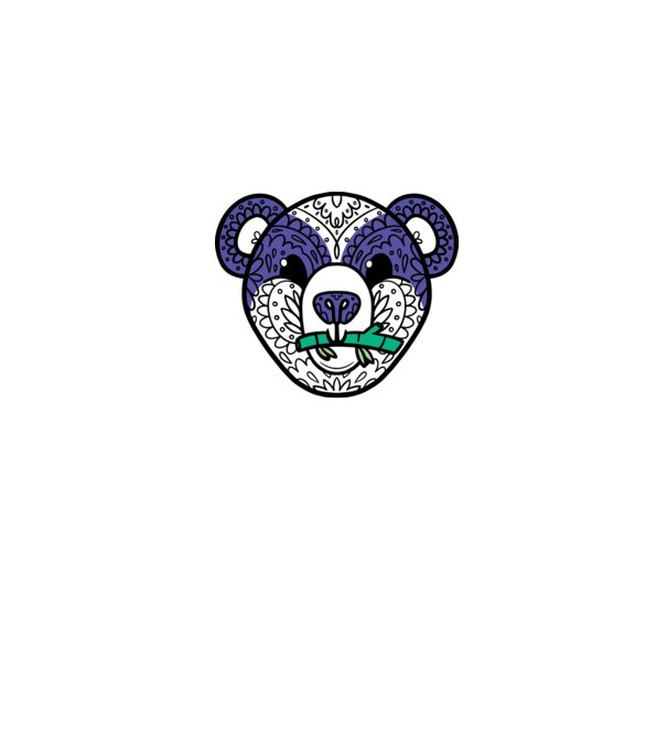 Mandala Panda model gri pe tricou