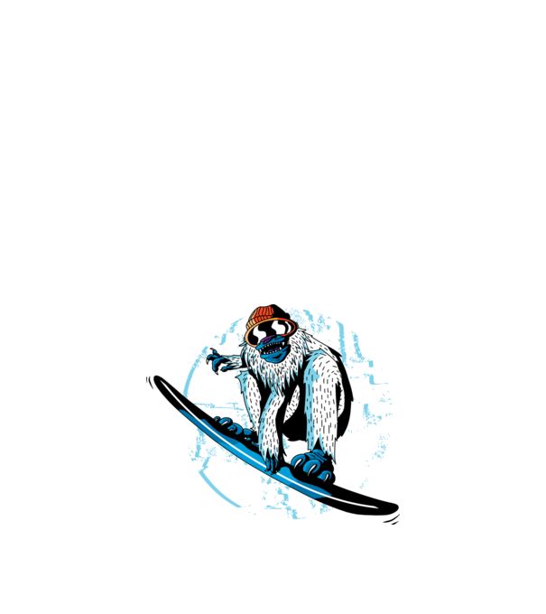 Yeti Snowboarder model alb pe tricou