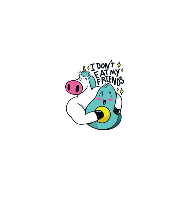 Unicorn Avocado Prietenie model negru pe tricou
