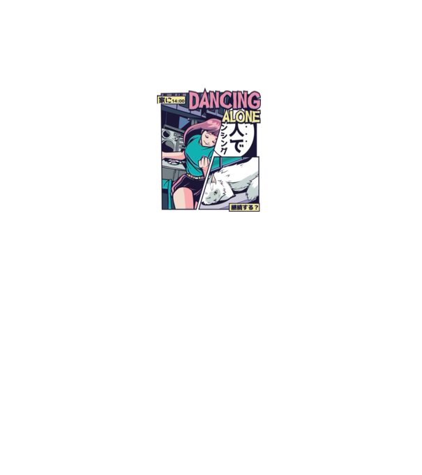 Anime Vaporwave Dancing Alone model roșu pe tricou