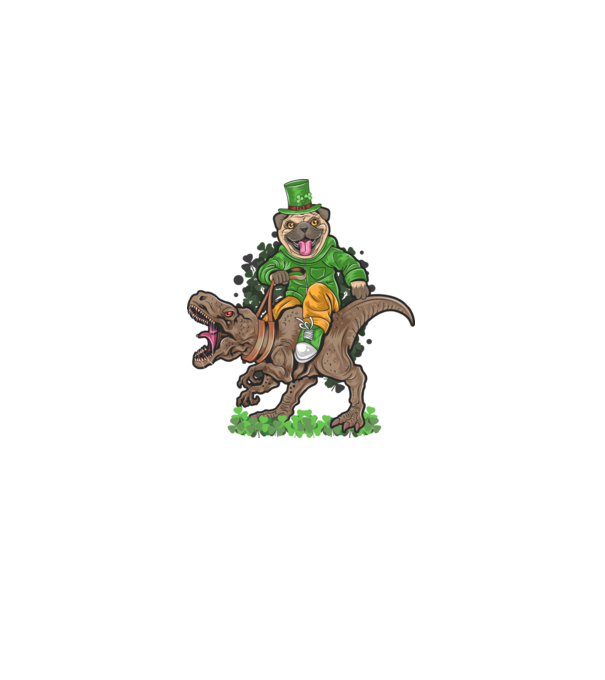 Sfântul Patrick Mops dinozaur model verde pe tricou