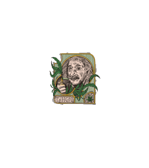 Einstein Marijuana THC model negru pe tricou