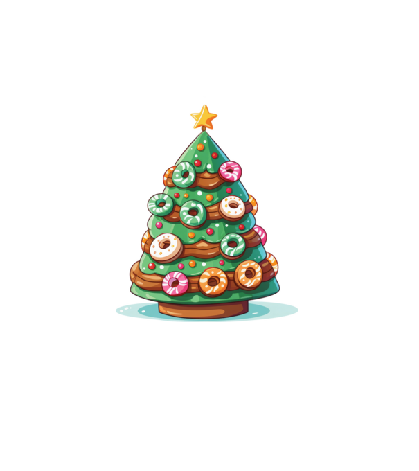 Doughnut pom de Crăciun model alb pe tricou