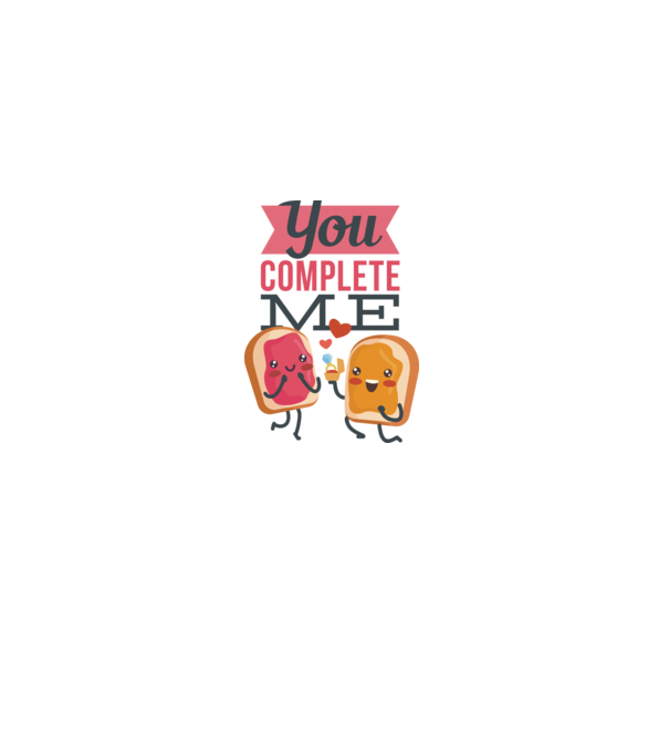 'You Complete Me Tricou drăguț pentru Valentine''s Day' model alb pe tricou