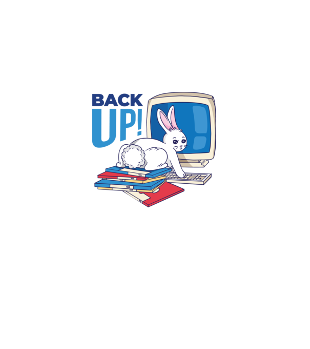 Back up bunny model alb pe tricou
