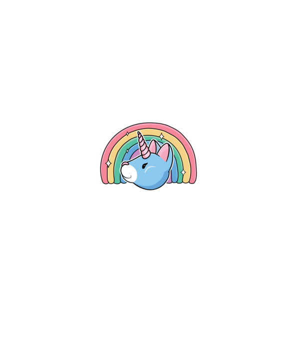 Pisică Unicorn model albastru închis pe tricou