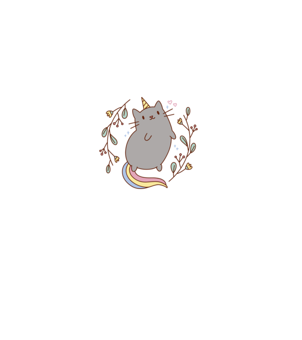 Pisică Unicorn model alb pe tricou