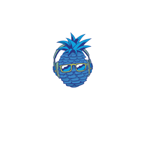 Ananas albastru cu căști model gri pe tricou
