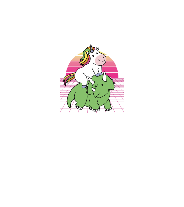 Unicorn pe dinozaur retro model albastru închis pe tricou