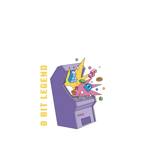 8 Bit Legendă Arcade Slot Machine model negru pe tricou