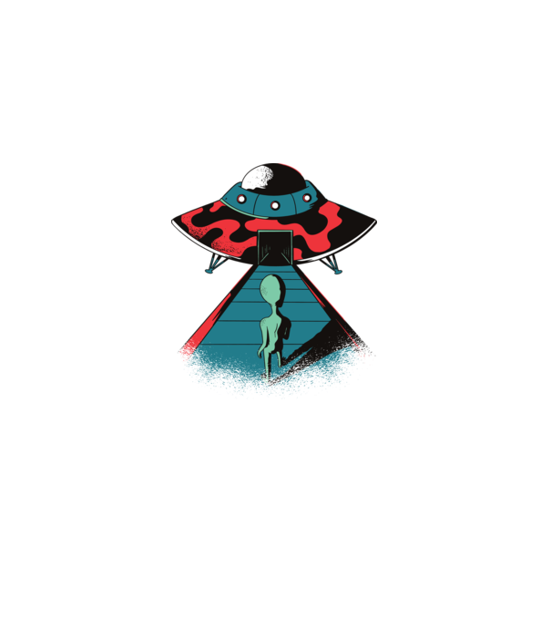 Alien Ufo model negru pe tricou