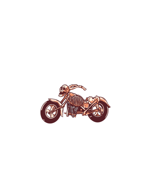 Motocicletă cu Schelet model alb pe tricou
