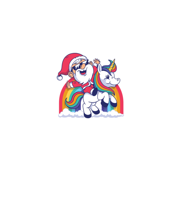 Moș Crăciun Drăguț Unicorn tricou model albastru jeanși pe tricou