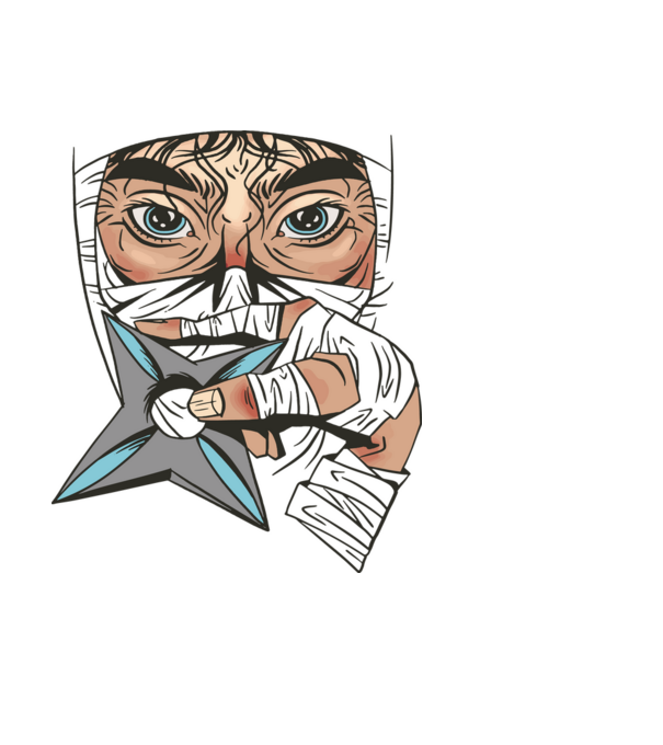 Cap de ninja model negru pe tricou