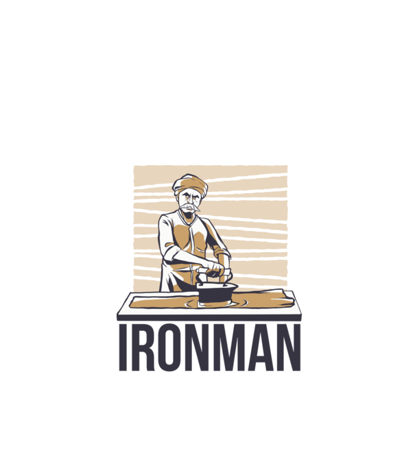 Ironman Om care calcă (montează metal) model alb pe tricou