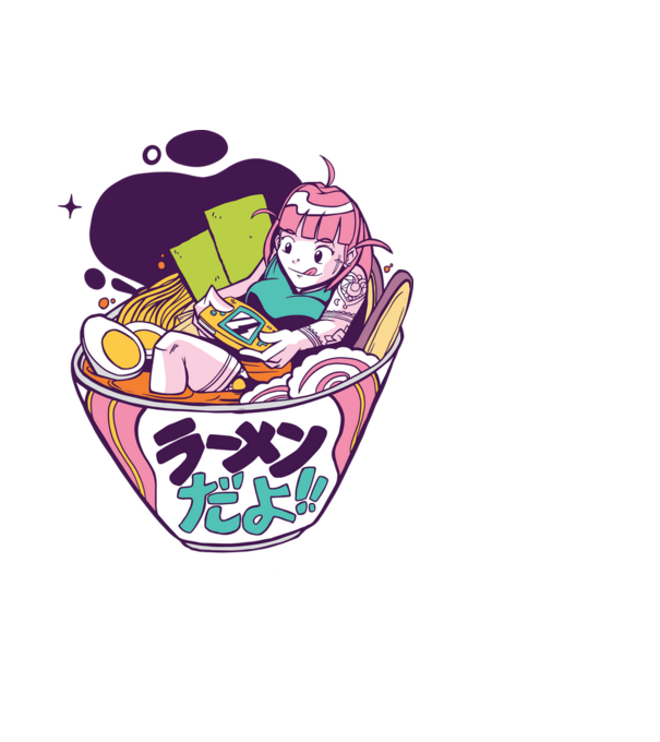 Ramen Anime Gamer fată model negru pe tricou