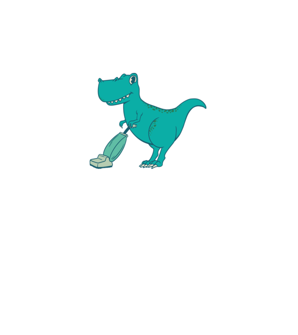 T-rex făcând curățenie model alb pe tricou