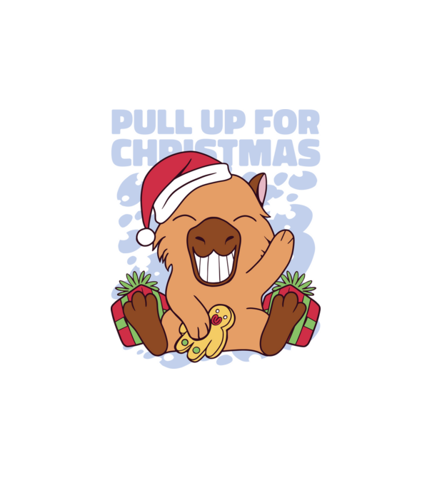 Pull up for christmas Capybara model alb pe tricou