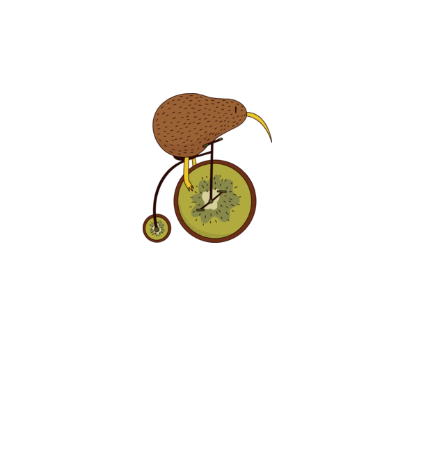 Bicicletă Kiwi model alb pe tricou