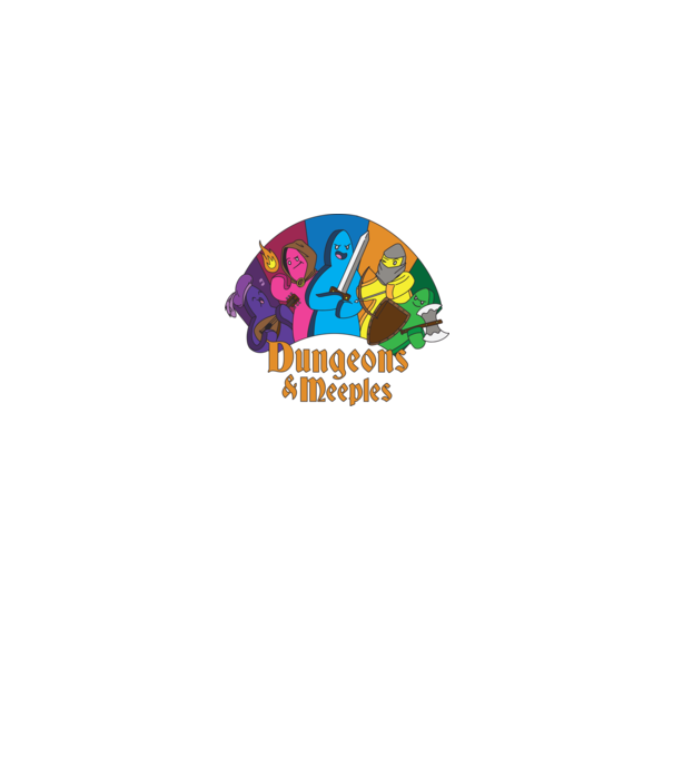 Dungeons Meeples model negru pe tricou