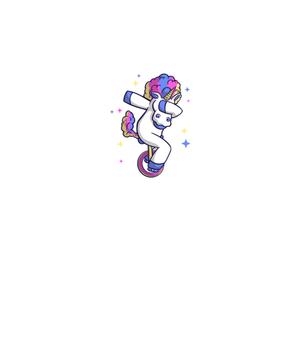 Unicorn pe monociclu model negru pe tricou