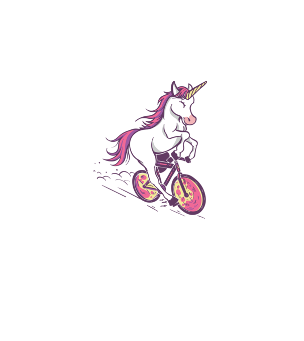 unicorn cu bicicletă model alb pe tricou