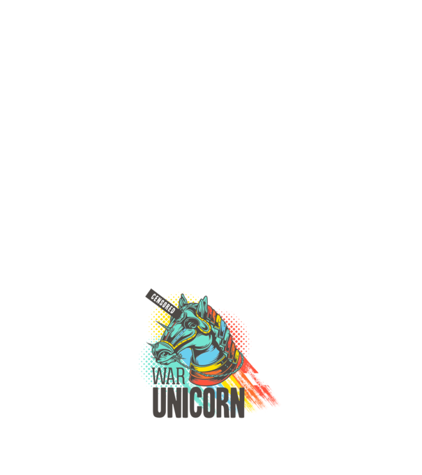 War Unicorn model negru pe tricou