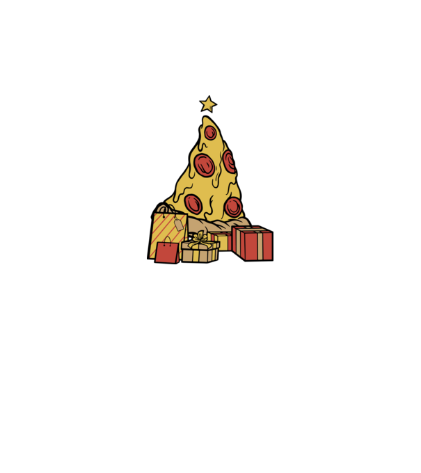 Pizza pom de Crăciun model gri închis pe tricou