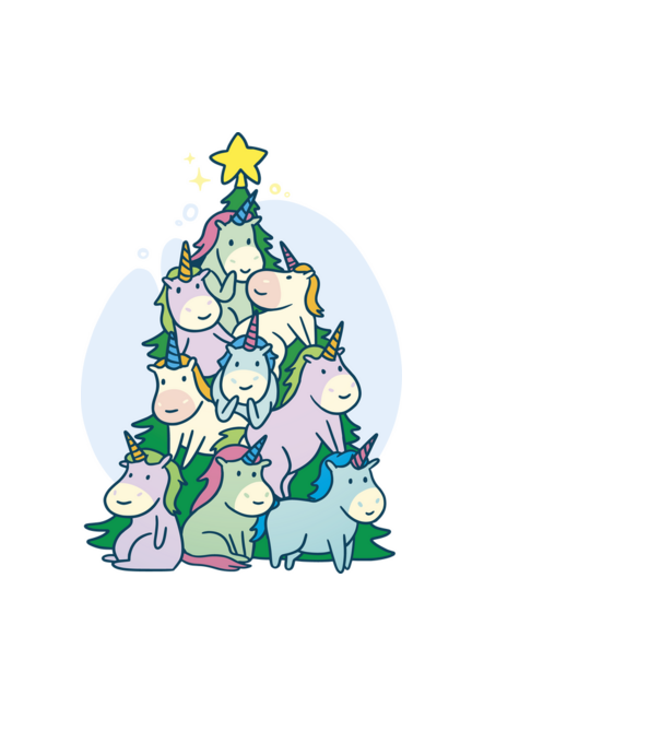 Unicorn pom de Crăciun model albastru închis pe tricou