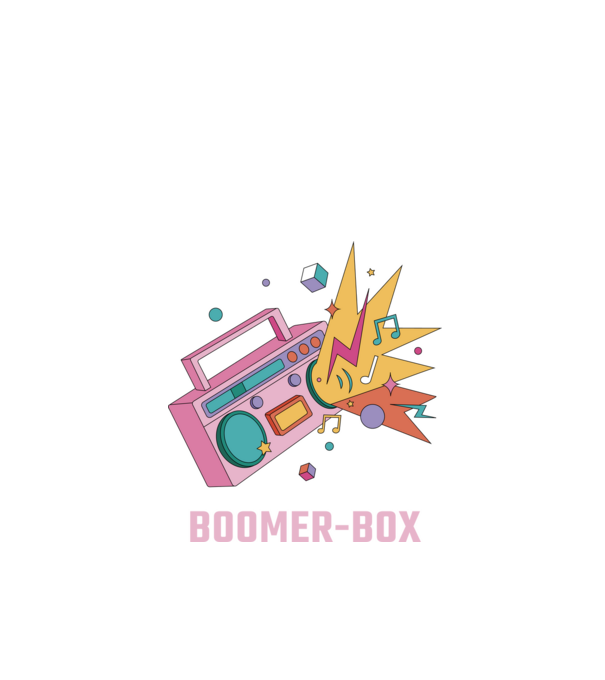 Boomer Box Magnetofon Retro model negru pe tricou