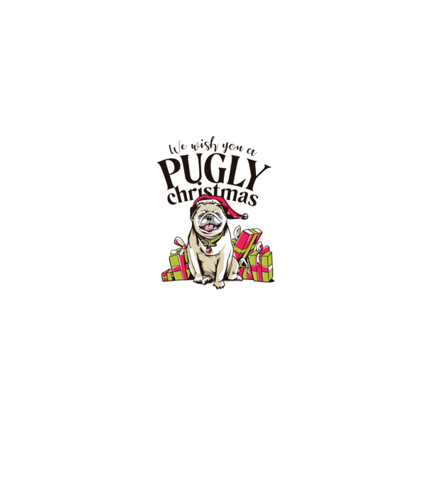 We wish You a Pugly Christmas tricou cu mops model gri pe tricou